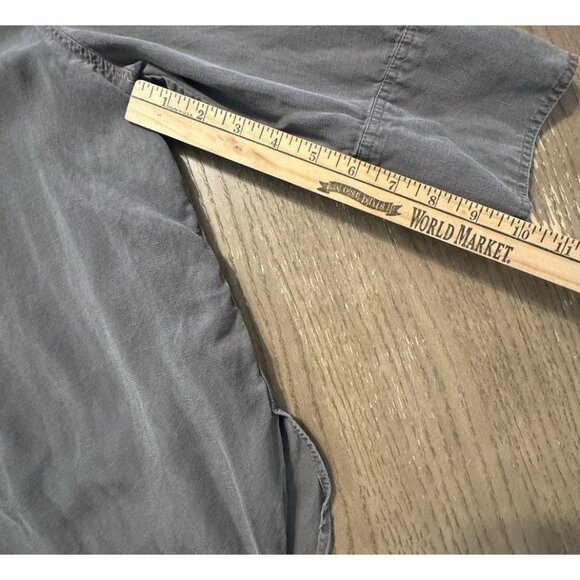 Zara Women Gray Oversized Small Lyocell Linen Button Down Lagenlook Layer Shirt - Picture 6 of 14